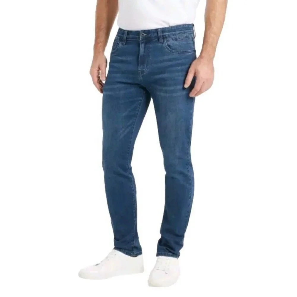 Kenneth Cole New York Men's 40x32 Straight Fit Comfort Stretch Denim Jeans Blue